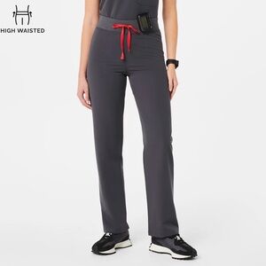 Figs High Waisted Livingston Scrub Pants in Charcoal (Medium)